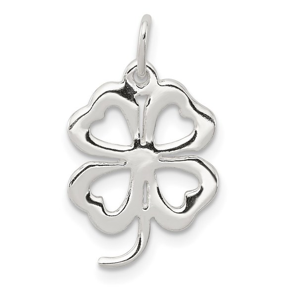 Million Charms Sterling Silver 4-leaf Clover Shamrock Necklace Charm Pendant - Picture 1 of 4